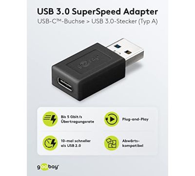Goobay USB 3.0 to USB-C SuperSpeed Adapter - Black