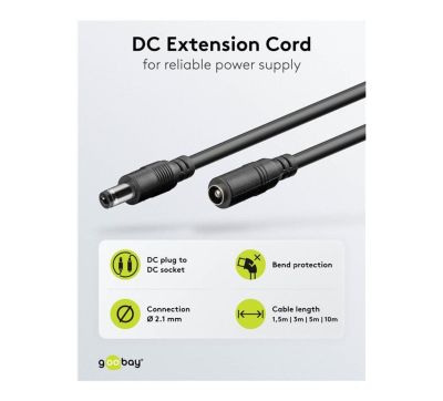 Goobay DC Extension 10m Cable 5.5 x 2.1mm - Black