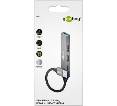 Goobay Slim 4-Port USB Hub, USB-A to USB-C™/USB-A, USB 3.2