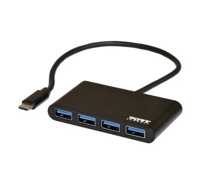 Port USB Type-C to 4 x USB3.0 5Gbps 30cm 4 Port Hub - Black