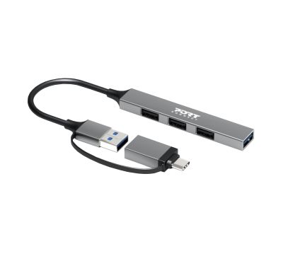 Port Connect USB Type-C to 4-port USB-A 3.0/2.0 Hub