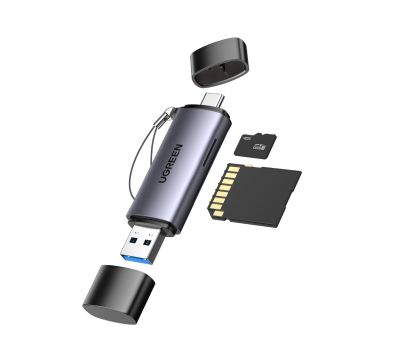 UGREEN CM185-50706 2-in-1 OTG Card Reader | Type-C | USB-A - Silver