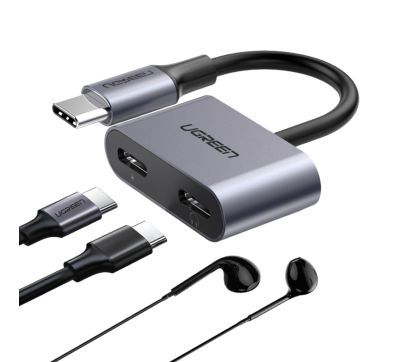 UGREEN USB Type-C Dual Audio and Charging Adapter (15W PD, 2-in-1 Splitter)