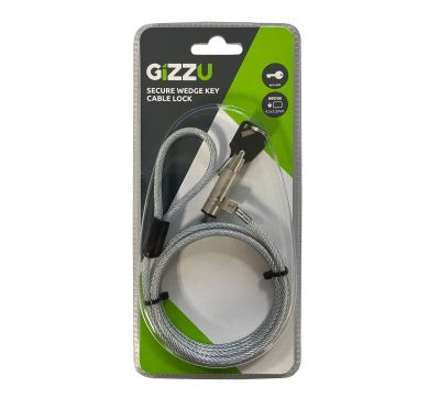 GIZZU 1.8m Noble Wedge Laptop Cable Lock Master Key Compatible (Dell 3.2mm x 4.5mm)