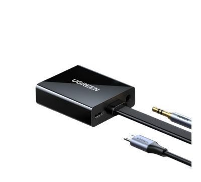 UGREEN HDMI to VGA Adapter, with 3.5mm Audio and Power Port - Black