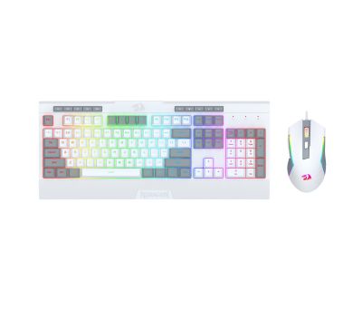 Redragon S151 Wired RGB Gaming Keyboard and Mouse Combo - White and Grey